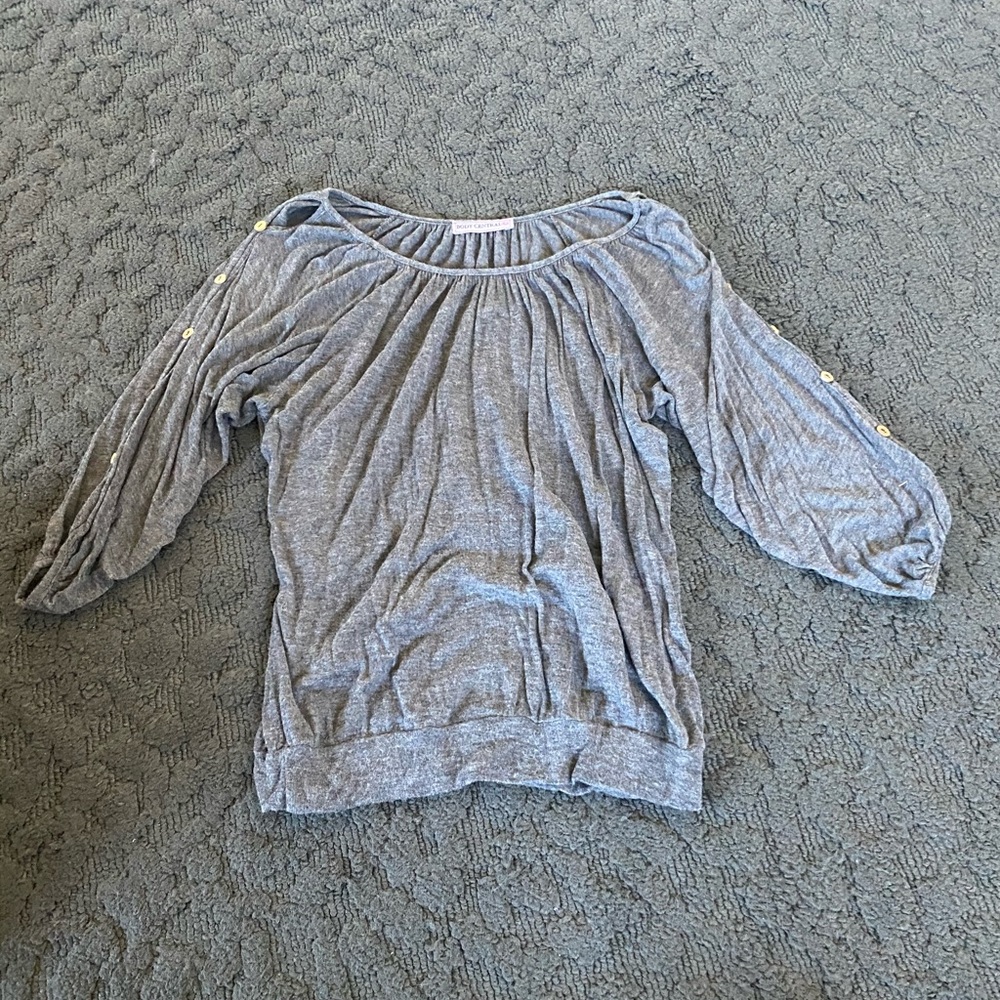 3/4 Sleeve Body Central Top w Button Embellishment